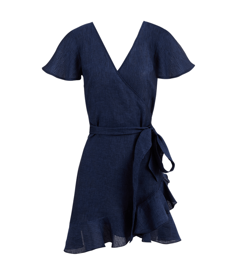 Dress Apoella Amalia Linen Mini Wrap Dress S/M / Denim Apoella