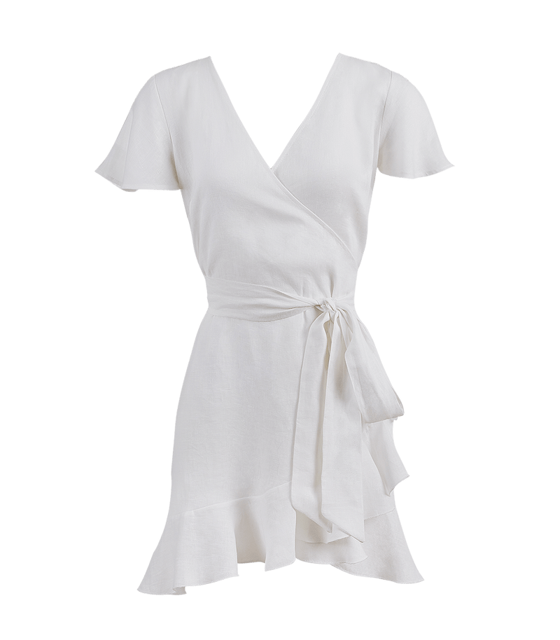 Dress Apoella Amalia Linen Mini Wrap Dress S/M / White Apoella