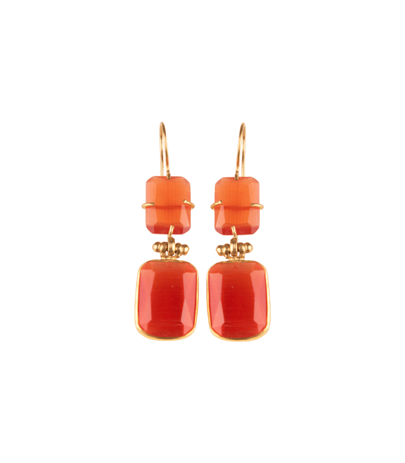 Jewelry Nes Paris Albane Earrings Double Cat Eyes Cristal Tinted Swarovski Gold Plated O/S / Orange Apoella