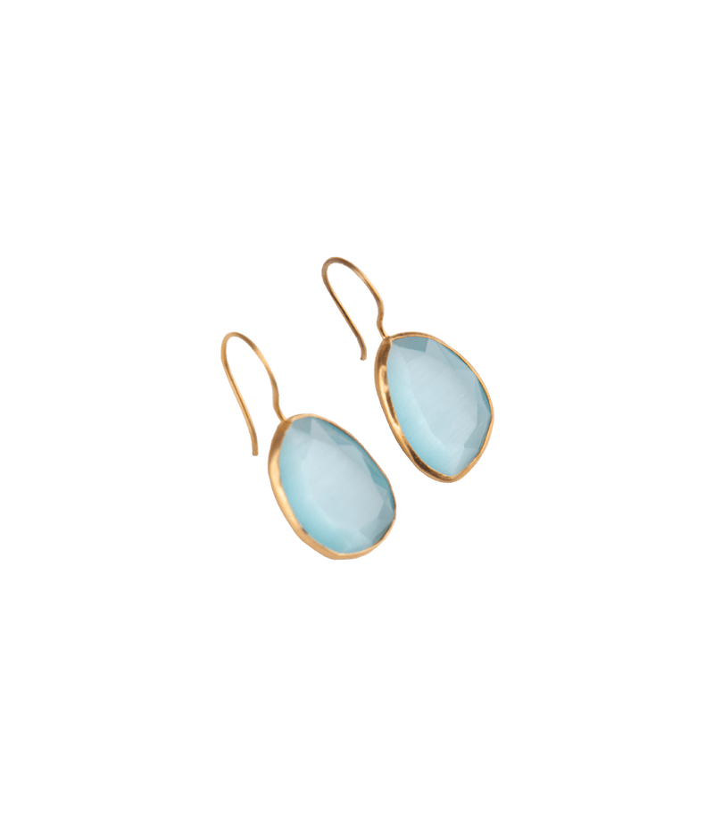 Jewelry Nes Paris Alice Earrings Cat Eyes Pebble Smallest Model Gold Plated O/S / Light Blue Apoella