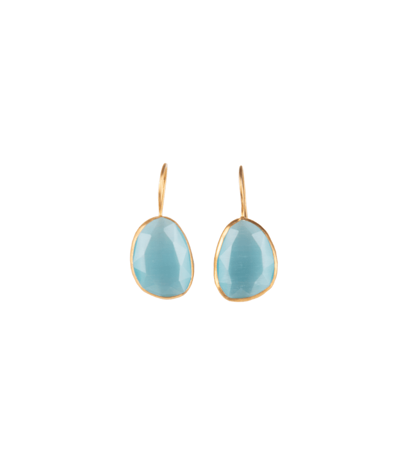 Jewelry Nes Paris Alice Earrings Cat Eyes Pebble Smallest Model Gold Plated O/S / Light Blue Apoella