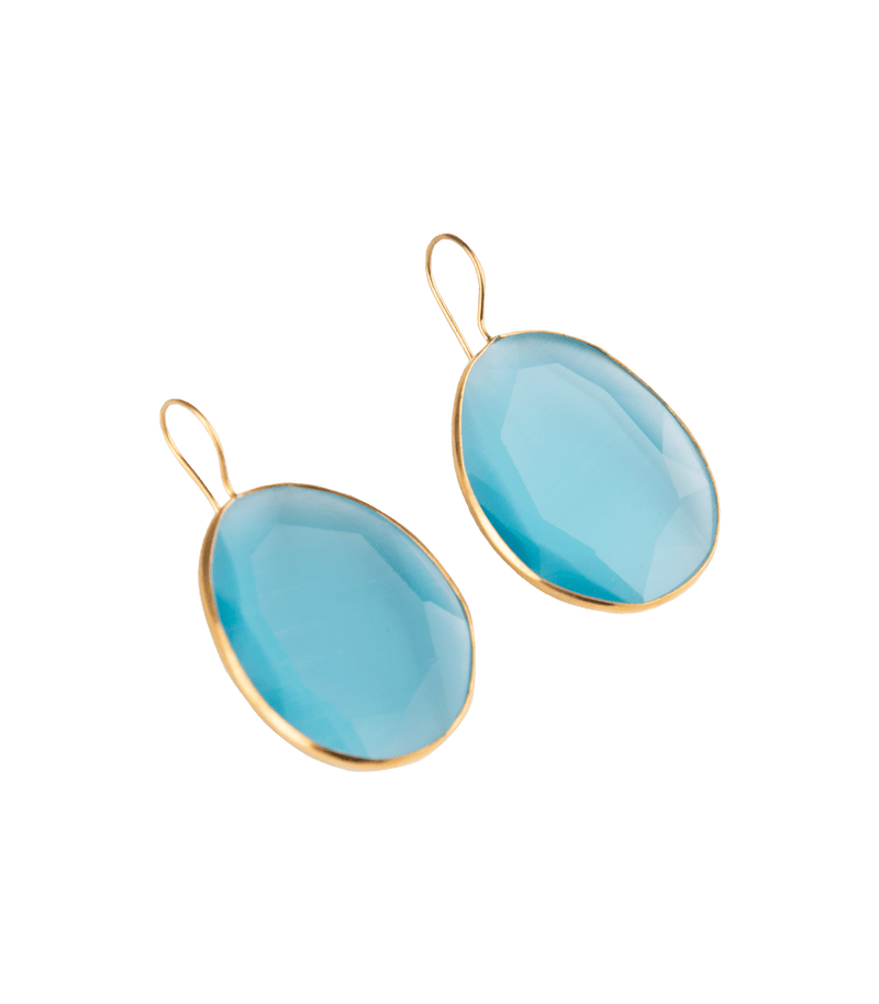 Jewelry Nes Paris Molly Earrings Cat Eyes Pebble Large Model Gold Plated O/S / Light Blue Apoella