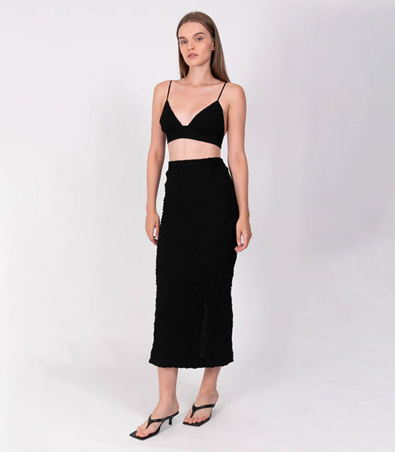 Skirt Sabina Musayev Mango Crinkled Midi Skirt Black Apoella