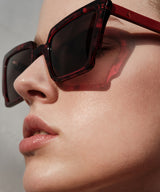 Sunglasses Zeus n Dione Amarillis Squared Butterfly Effect Sunglasses With Cutout Detail Wine Tortoiseshell Apoella