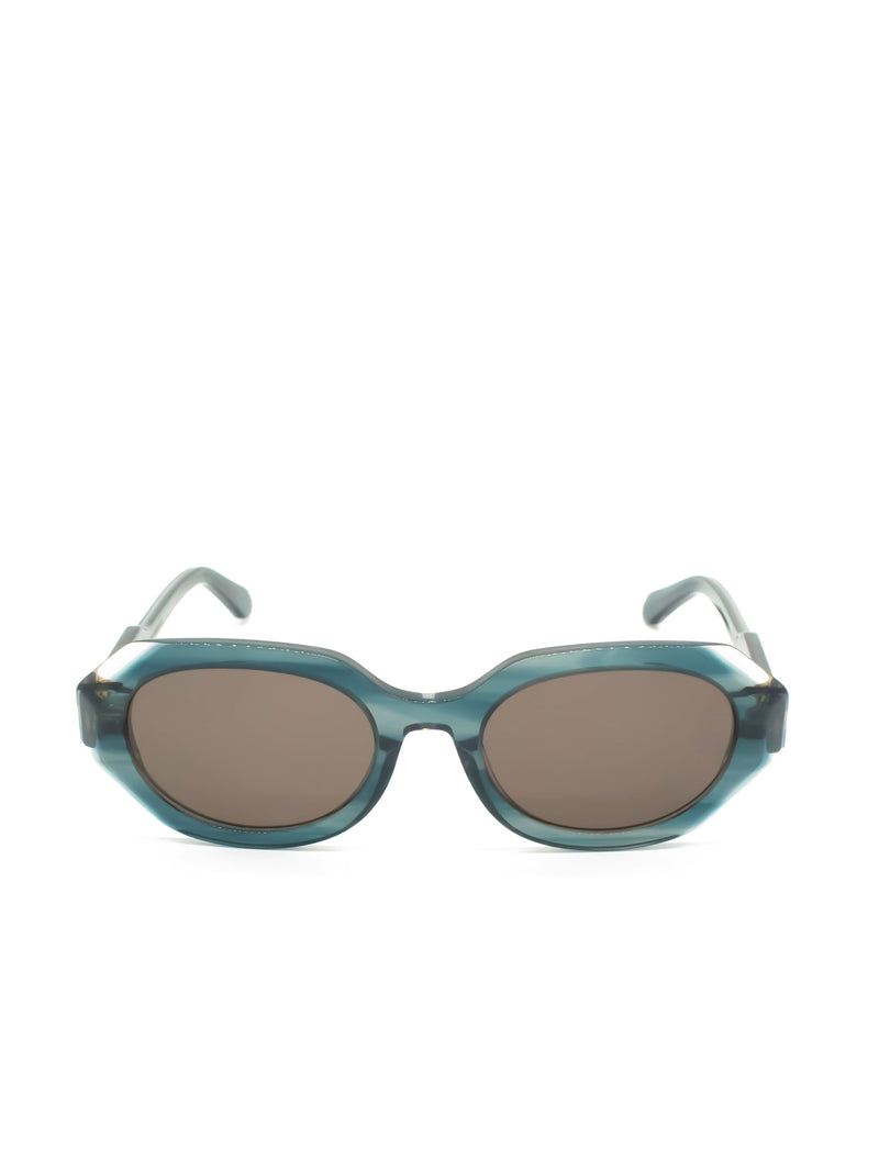 Sunglasses Zeus n Dione Danae Wide Frame Sunglasses With Square Corners Dark Teal Crystalline Apoella