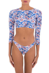 Swimwear Emmanuela Swimwear ELLA LONG SLEEVE BIKINI FLOWERS BLUE/MULTI S / Blue Multi Apoella