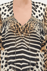 Tops Camilla For The Love Of Leo Neck Tie Top Leopard O/S / Leopard Apoella