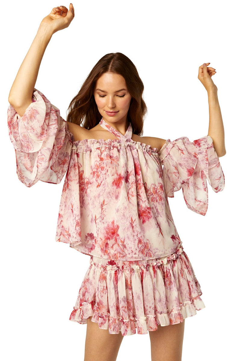 Tops Misa Los Angeles DITTE OFF SHOULDER TOP ABSTRACT ROSE FLORA Apoella